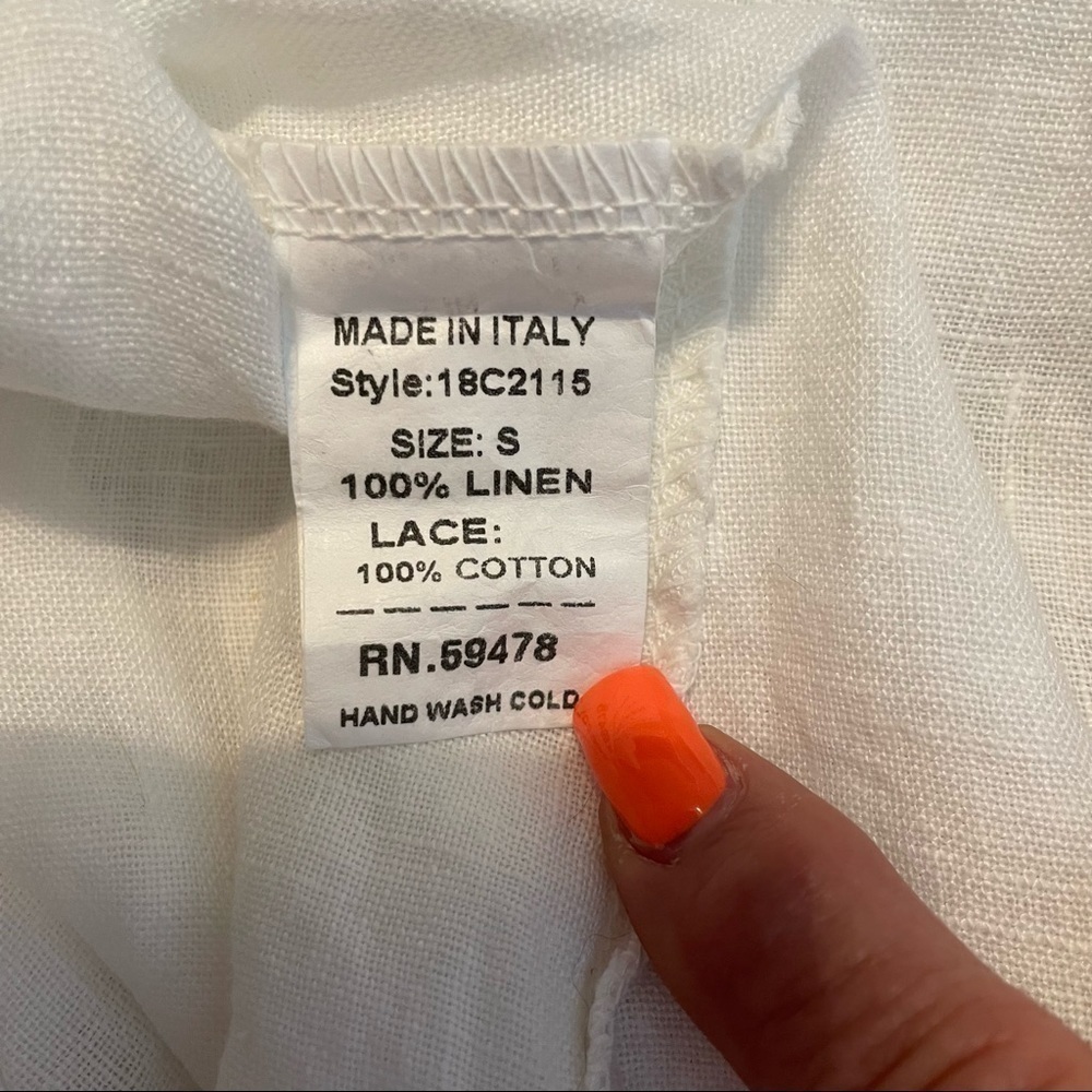 Francesca Bettini Made In Italy 100% Linen Eyelet Detailed Top Sz. S - Picture 9 of 10